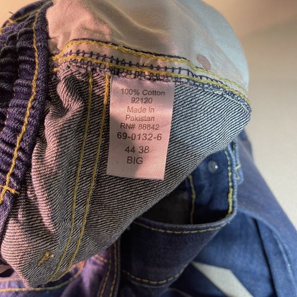 4 Pair KingSize Big Mens Jeans 44 x 27 (Hemmed) Elastic Insert Waist Blue Denim - Picture 7 of 16